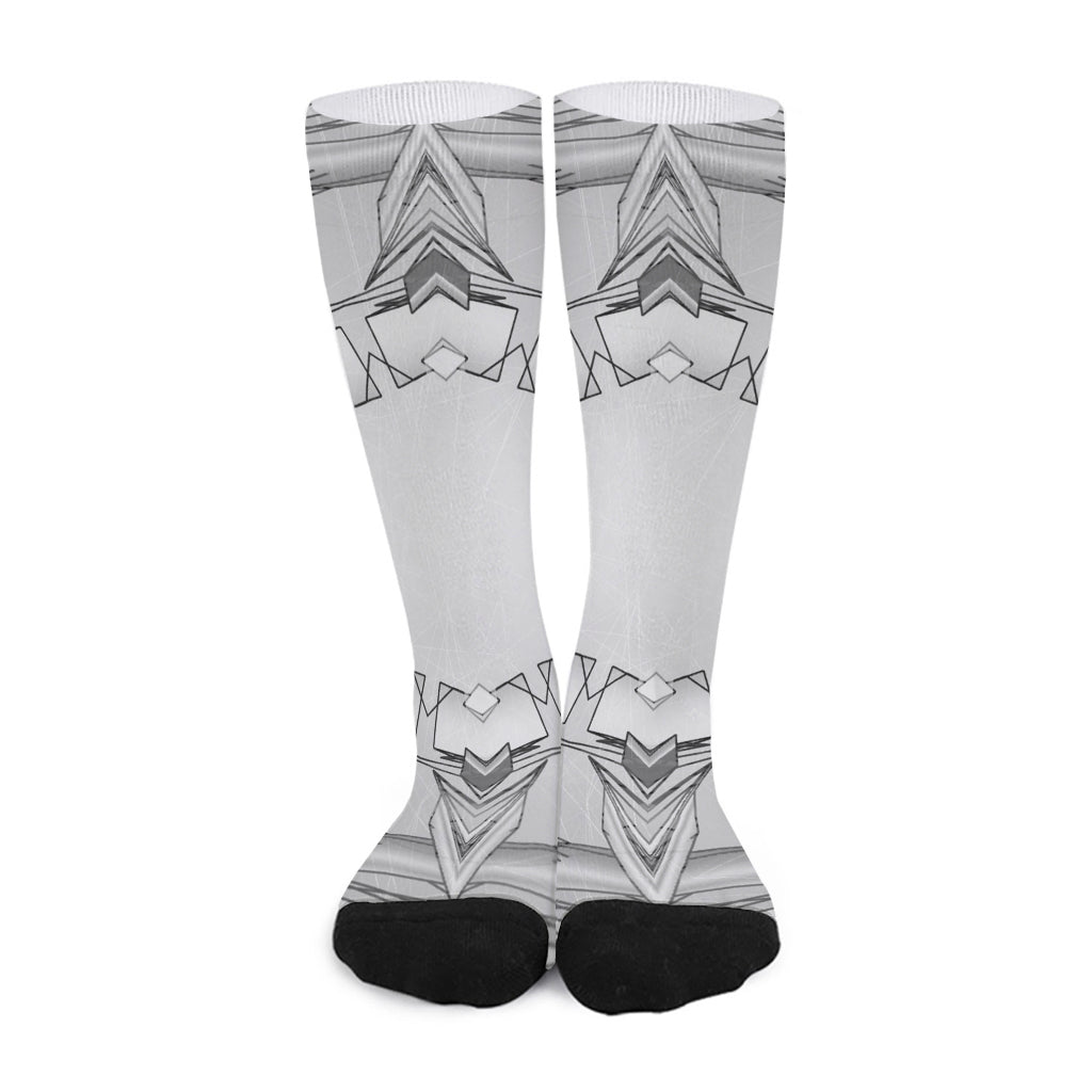 White Kaleidoscope Print Long Socks