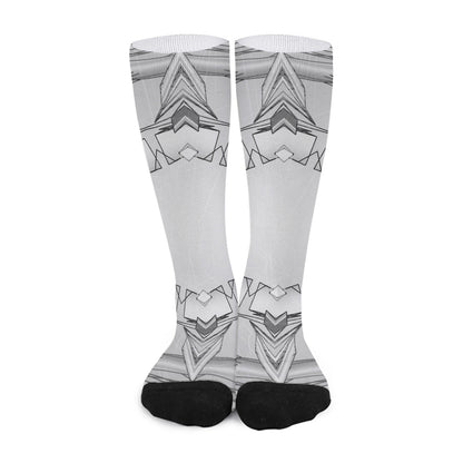 White Kaleidoscope Print Long Socks