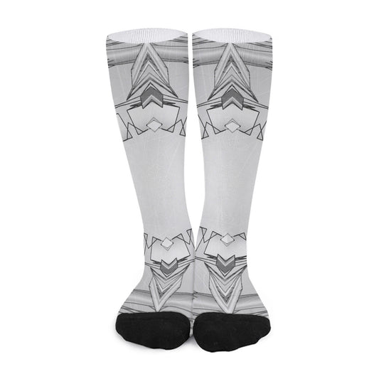 White Kaleidoscope Print Long Socks