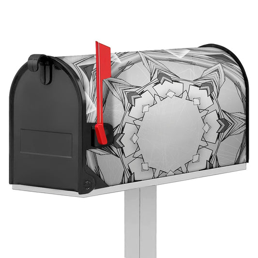 White Kaleidoscope Print Mailbox Cover