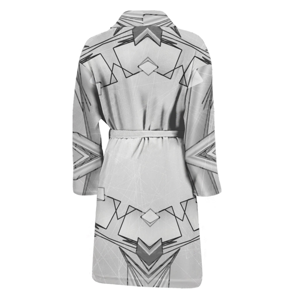 White Kaleidoscope Print Men's Bathrobe