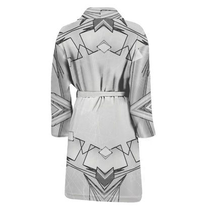 White Kaleidoscope Print Men's Bathrobe