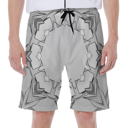 White Kaleidoscope Print Men's Beach Shorts
