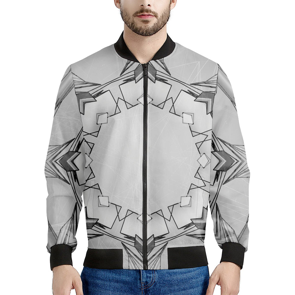 White Kaleidoscope Print Men's Bomber Jacket