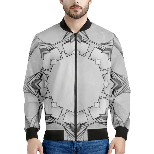 White Kaleidoscope Print Men's Bomber Jacket