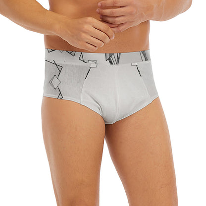 White Kaleidoscope Print Men's Briefs