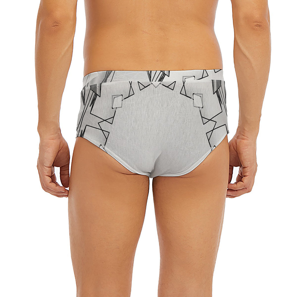 White Kaleidoscope Print Men's Briefs