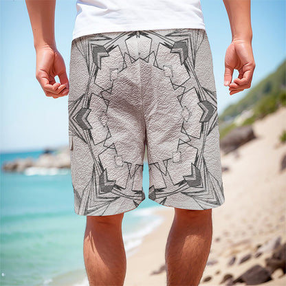 White Kaleidoscope Print Men's Cargo Shorts