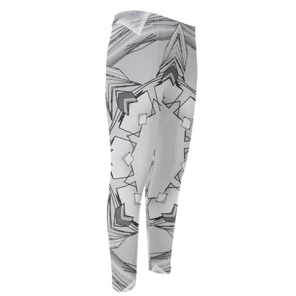 White Kaleidoscope Print Men's Compression Pants