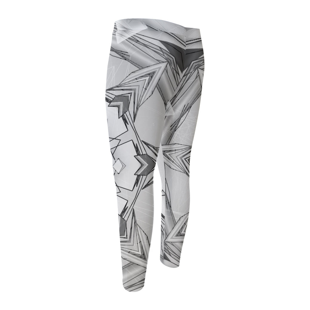 White Kaleidoscope Print Men's Compression Pants