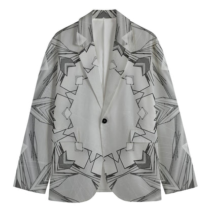 White Kaleidoscope Print Men's Cotton Blazer