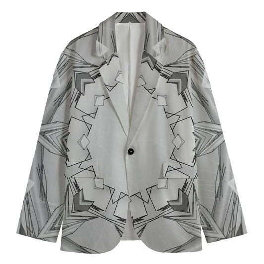White Kaleidoscope Print Men's Cotton Blazer