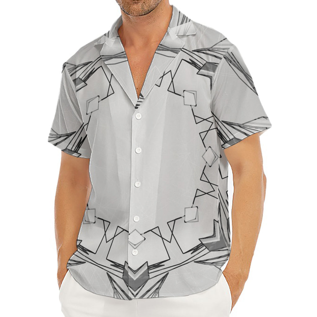 White Kaleidoscope Print Men's Deep V-Neck Shirt