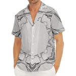 White Kaleidoscope Print Men's Deep V-Neck Shirt