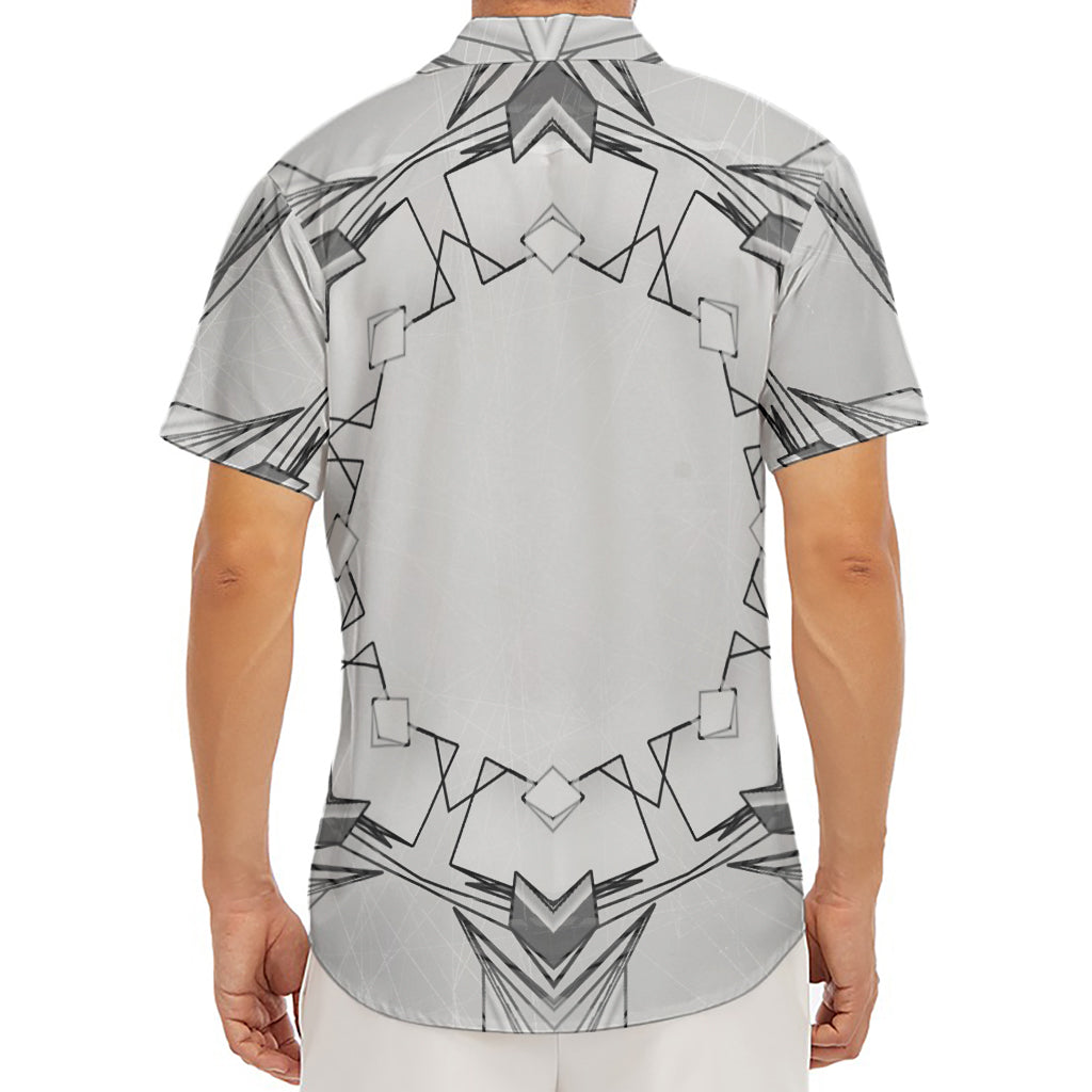 White Kaleidoscope Print Men's Deep V-Neck Shirt