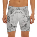 White Kaleidoscope Print Men's Long Boxer Briefs