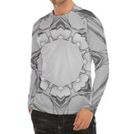 White Kaleidoscope Print Men's Long Sleeve Rash Guard