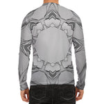 White Kaleidoscope Print Men's Long Sleeve Rash Guard