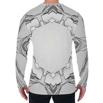 White Kaleidoscope Print Men's Long Sleeve T-Shirt