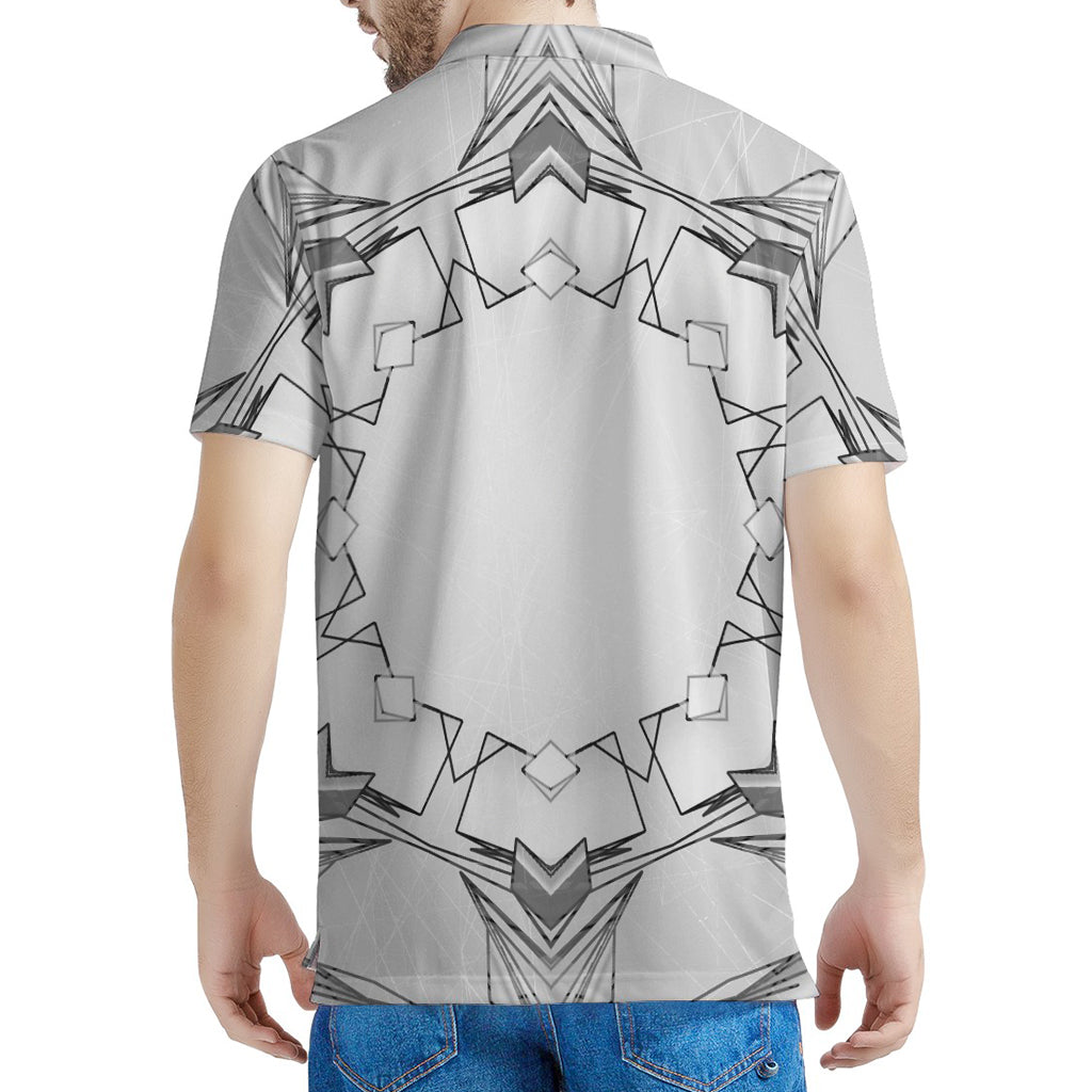 White Kaleidoscope Print Men's Polo Shirt