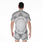 White Kaleidoscope Print Men's Rompers