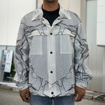 White Kaleidoscope Print Men's Shirt Jacket