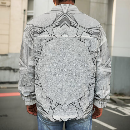 White Kaleidoscope Print Men's Shirt Jacket