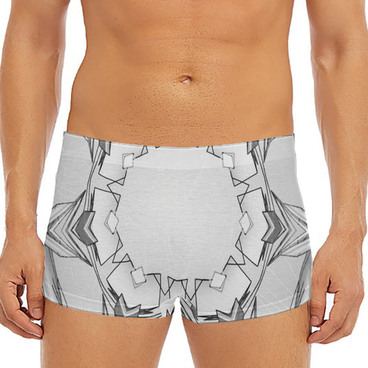 White Kaleidoscope Print Men's Short Boxer Briefs