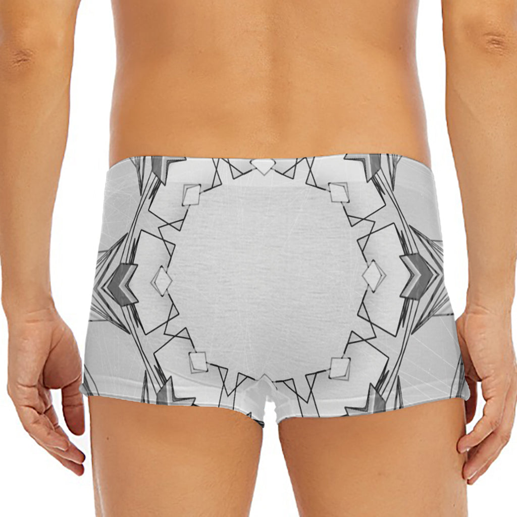 White Kaleidoscope Print Men's Short Boxer Briefs