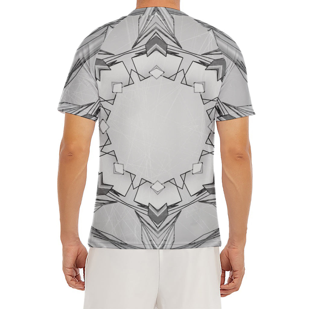 White Kaleidoscope Print Men's Short Sleeve Rash Guard