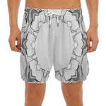 White Kaleidoscope Print Men's Split Running Shorts