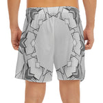 White Kaleidoscope Print Men's Split Running Shorts