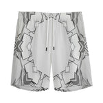 White Kaleidoscope Print Men's Sports Shorts