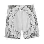 White Kaleidoscope Print Men's Sports Shorts