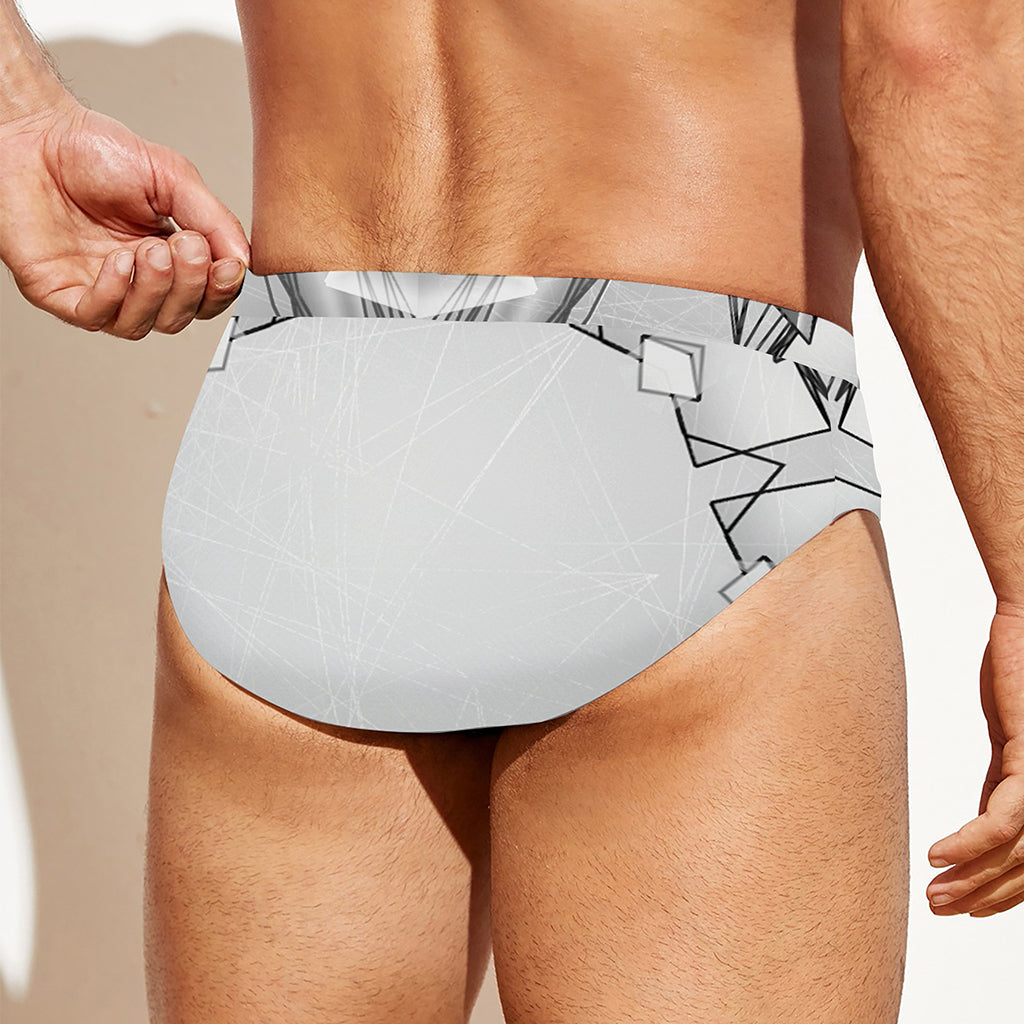 White Kaleidoscope Print Men's Swim Briefs