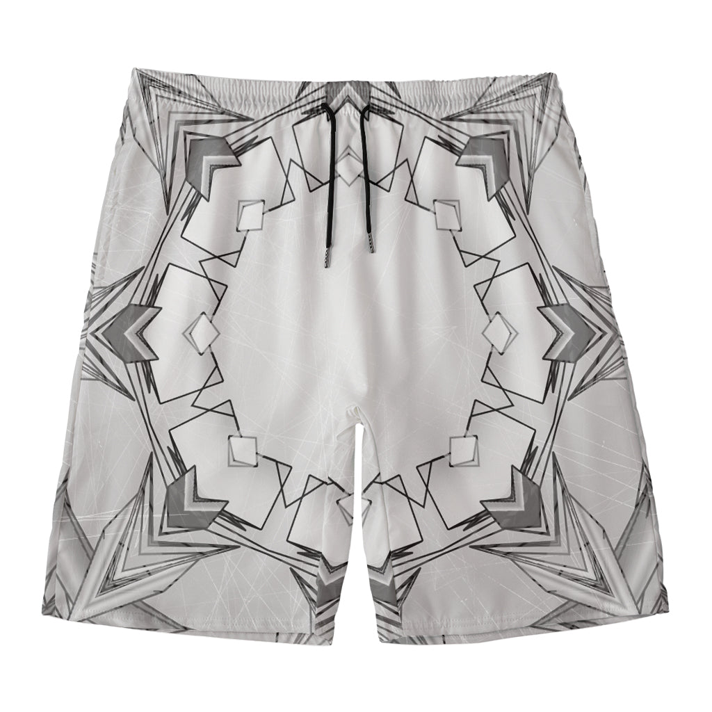 White Kaleidoscope Print Men's Swim Trunks