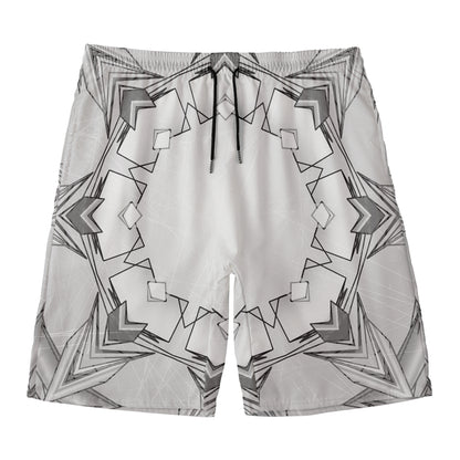 White Kaleidoscope Print Men's Swim Trunks