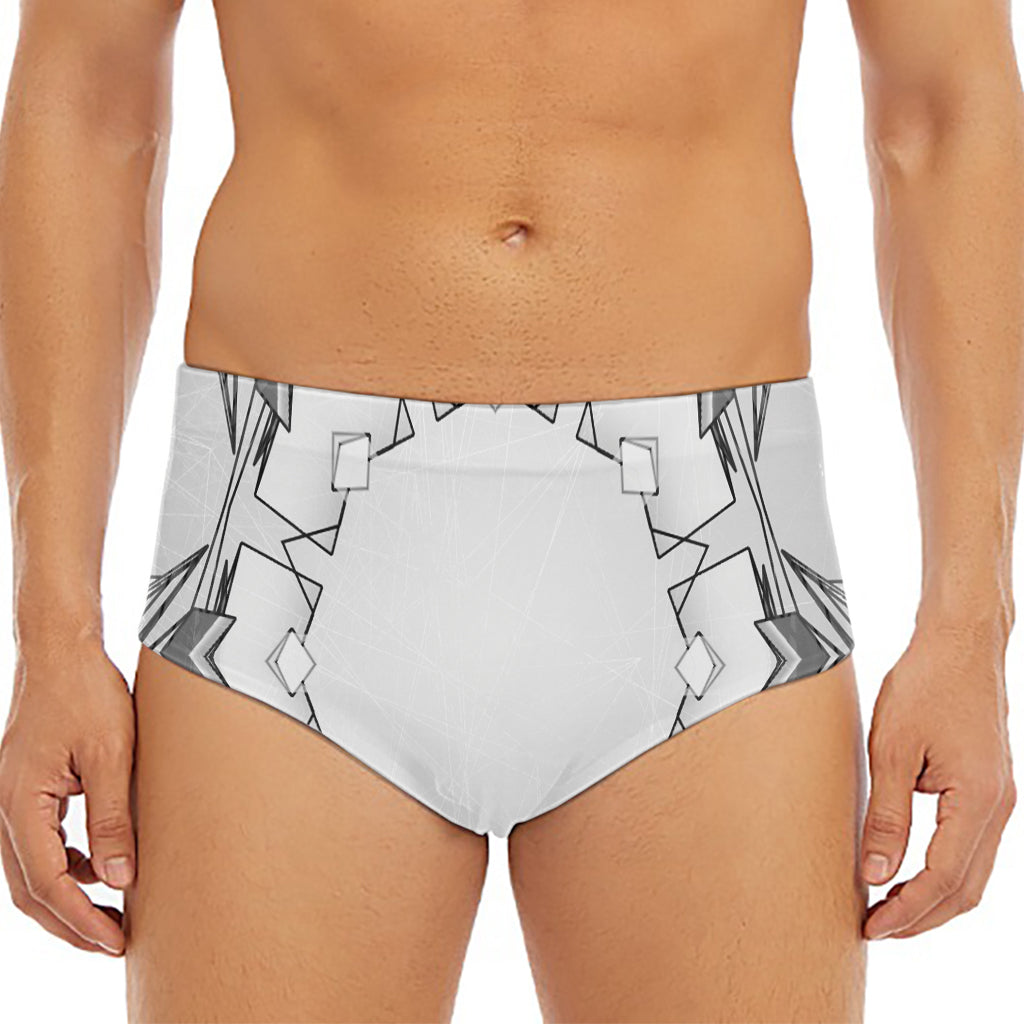 White Kaleidoscope Print Men's Triangle Swim Briefs