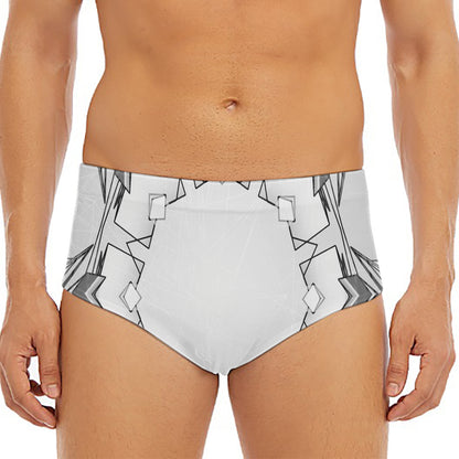 White Kaleidoscope Print Men's Triangle Swim Briefs