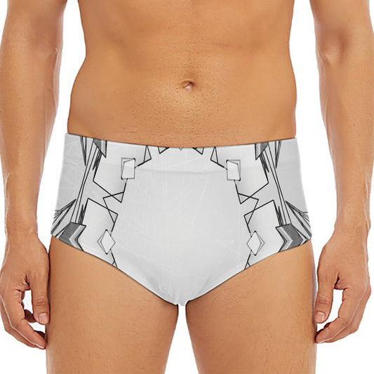 White Kaleidoscope Print Men's Triangle Swim Briefs