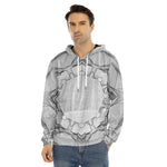 White Kaleidoscope Print Men's Velvet Pullover Hoodie