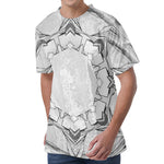 White Kaleidoscope Print Men's Velvet T-Shirt