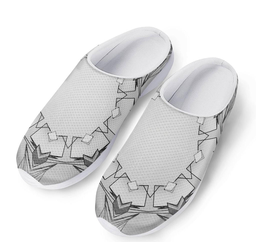 White Kaleidoscope Print Mesh Casual Shoes