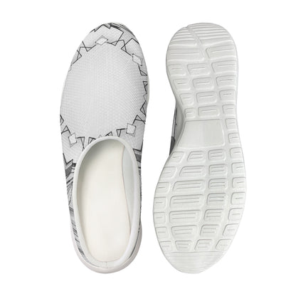 White Kaleidoscope Print Mesh Casual Shoes