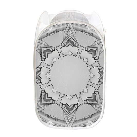 White Kaleidoscope Print Mesh Laundry Hamper