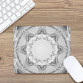White Kaleidoscope Print Mouse Pad