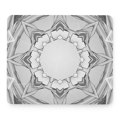 White Kaleidoscope Print Mouse Pad