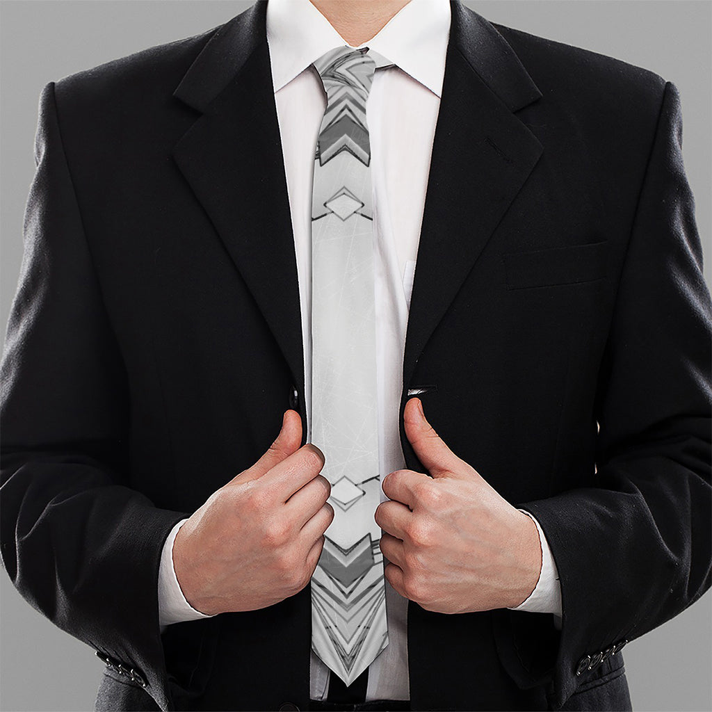 White Kaleidoscope Print Necktie