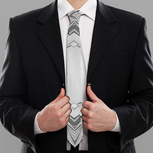 White Kaleidoscope Print Necktie