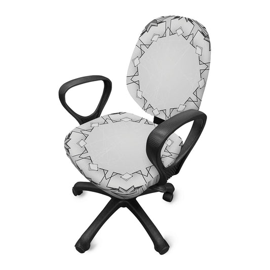 White Kaleidoscope Print Office Chair Cover